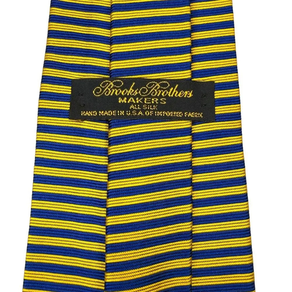 BROOKS BROTHERS 100%‎ Imported Silk Striped Tie Blue Yellow 57